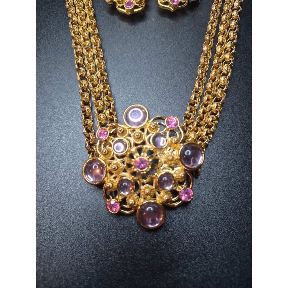 Vintage Jose Maria Barrera for Avon Marbella Necklace & Clip Earrings Set 1992 - Picture 3 of 15